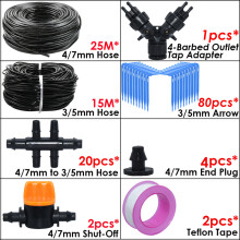 (SPL11-283B-25M) Kit de riego por goteo automático para jardín con emisor en codo verde, compatible