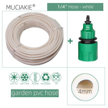 (Manguera de agua para jardín blanca, 1/4'', 50 m (164,04 pies) con conector rápido para riego por goteo