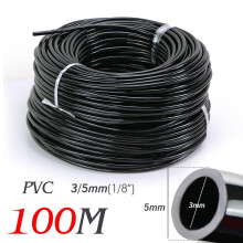 (D-100M) Manguera de riego por microgoteo de 3/8" de PVC negro, tubo de agua blanda para sistema de