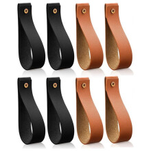 8 Pcs PU Leather Wall Hooks Wall Hanging Straps Pu Leather Curtain Rod Holder Towel Holders for Wall Faux Leather Strap