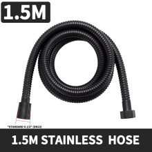 (1,5 m) Manguera de ducha negra de 1,5/2 m, acero inoxidable 304 con tubo interior de PVC reforzado,