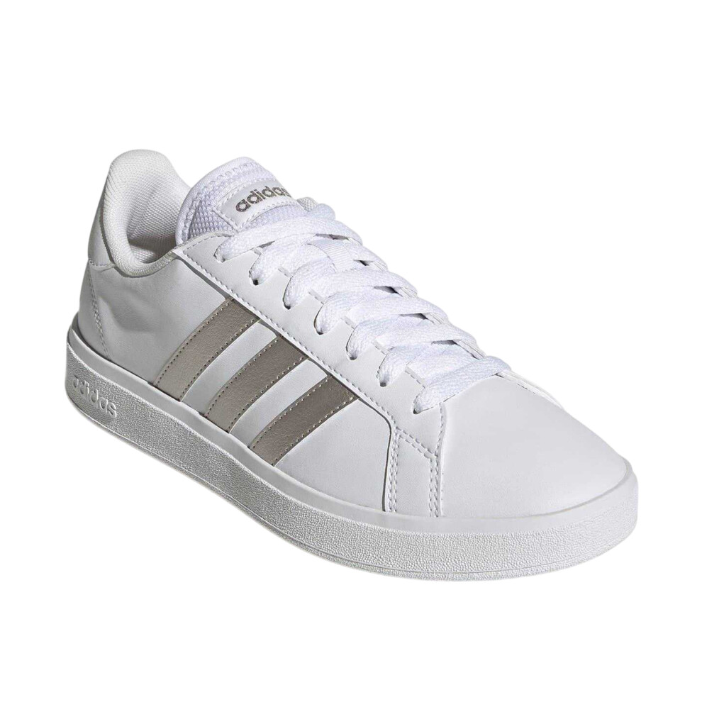 Adidas (4 Uk, White) Womens/Ladies Grand Court Stripes Flat Trainers