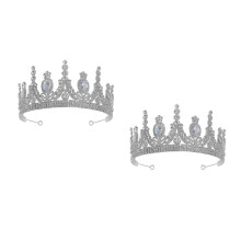 2St Bridal Tiara Met Zirkonia Zilveren Haarband Trouwfeest