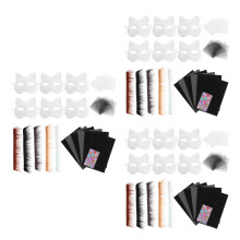 3Sets Zwart Papieren Kattenmasker DIY Masker Kit Voor Feest En Cosplay