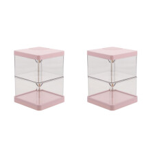 2St Multilayer Make-Up Organizer Roze Draaibaar Sieraden Box Desktop