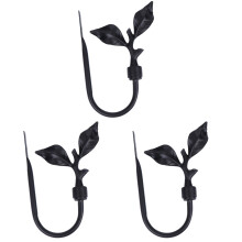 3St Zwarte Gordijnhaak Set Met Decoratieve Bladeren Voor Thuisgebruik