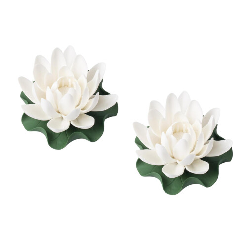 2Sets Wit Keramisch Lotus Wierookbrander Elegant Aroma Decor