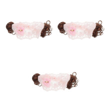 3St Roze Gebreide Kanten Haarband Baby Babymutsje