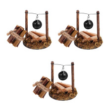 3Sets Poppenhuis Brandhout En Decoratieve Pot Voor Creatieve DIY