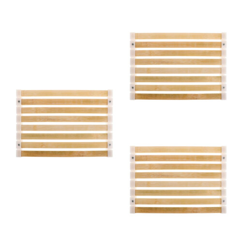 3St Beige Bamboe Badmat Met Antislip, Hittebestendig En Drogend