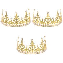 3St Gouden Kinderkroon Met Strass En Parel, Feestelijke Haarversiering