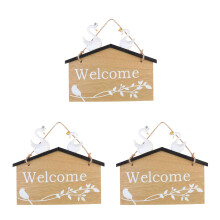3St Deurbord Welcome Lichtbruin Met Zwanen En Ophangkoord