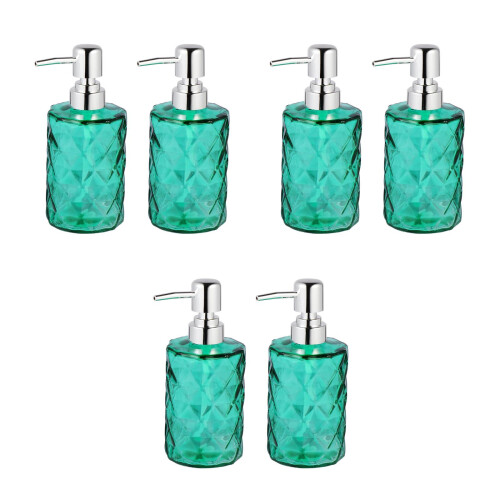 6Pièces Bouteilles En Verre Vert Pour Shampooing Distributeur 1