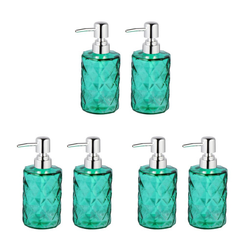 6Pièces Bouteilles En Verre Vert Pour Shampooing Distributeur 2