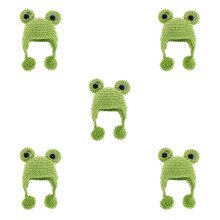 5St Kleine Groene Gebreide Poppenmuts Wol Cartoon Cute Accessoire
