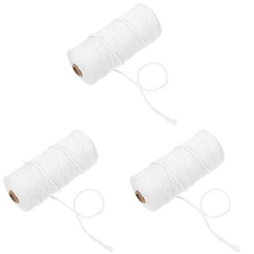 3Rolls Multi-Purpose White Cotton Rope DIY Binding Gift Kitchen Twine 1