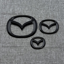 (zwart 3 stuks, NC) Voor Mazda MX5 Miata NC ND Voorgrille embleem Achterklep badge Glanzend Zwart ABS