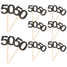 24St Zwarte Papieren Cake Toppers Verjaardag 50 Years Decoratie