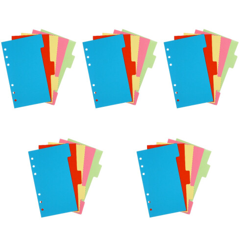 30Sets A6 Divider Tabs Voor 6-Ring Binder, Gekleurd Karton Schrijfbaar