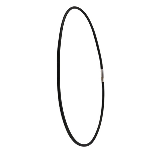 5X Colar de CordãO de Borracha Preta de 3 mm com Fecho de Aço Inoxidável - 18 Polegadas 2