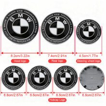 (45 82 74 4X68mmYT, Thunder Black White) 7 τεμάχια για BMW E36 F20 E46 E39 E38 E90 E53 X3 X6 M μπροστινό