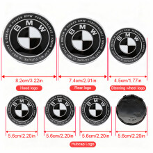 (45 82 74 4X56mmYT, Thunder Black White) 7 τεμάχια για BMW E36 F20 E46 E39 E38 E90 E53 X3 X6 M μπροστινό
