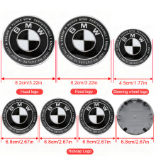 (45 82 82 4X68mmYT, Thunder Black White) 7 τεμάχια για BMW E36 F20 E46 E39 E38 E90 E53 X3 X6 M μπροστινό