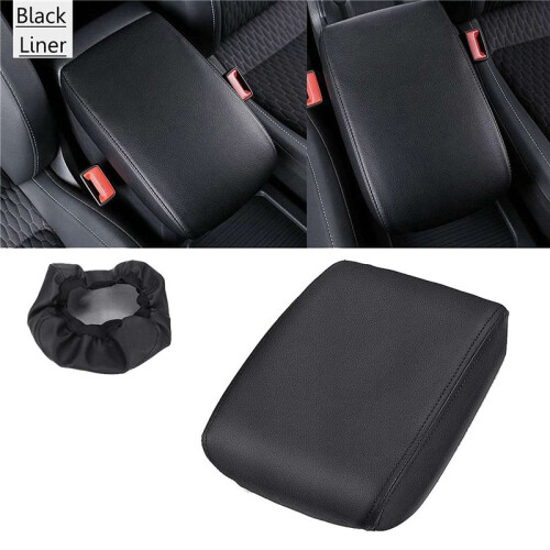 2X Car Leather Center Console  Box Pad Armrest Cover Protective Cover for  MK2 2016 2017 2018 Black 2