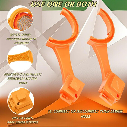 2 Chaves de Boca para Mangueira de Esgoto de RV - 3 e 4 Polegadas, Macho/Fêmea, Ferramenta para Mangueiras Camco Rhino/Revolution para Plugues de 2