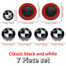 (45-82(2)x2-68x4)Σετ Universal Black White Badge για BMW 7 τεμ. 68mm 56mm 82mm 74mm Ζάντα πορτμπαγκάζ