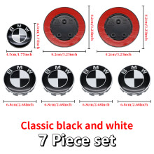 (45-82(3)x2-68x4)Σετ Universal Black White Badge για BMW 7 τεμ. 68mm 56mm 82mm 74mm Ζάντα πορτμπαγκάζ