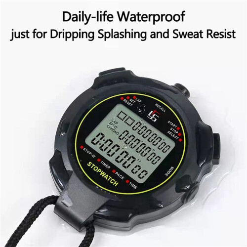 6X Digital Sports Stopwatch, 10Lap /Split Memory Stopwatch Count Down Timer, Large Display Waterproof 12/24 Hour Clock 2