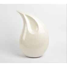 Pearl White Teardrop Cremation Urn for Adult Ashes Premium Aluminium Memorial Urn with Secure Threaded Base, Elegant 12 Inch Tribute