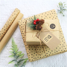 Gift Wrapping Paper,Birthday Wrapping Paper,24 Sheets Brown Wrapping Paper with Tags Jute Strings Sticker