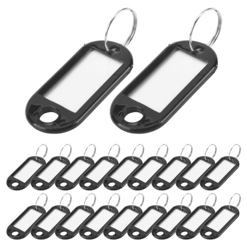 160 Pcs Key ID Label Tags Split Ring Keyring Keychain Black 2