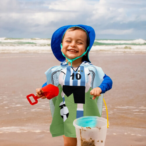 Kinderbadcape Polyester Groen Waterabsorberend Droog 2