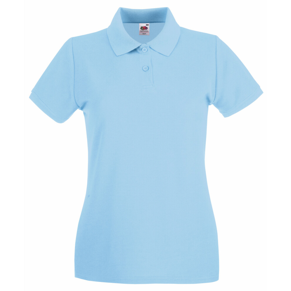 Fruit Of The Loom (Xs, Sky ) Womens/Ladies Premium Fitted Short-Sleeved Polo Shirt Blue