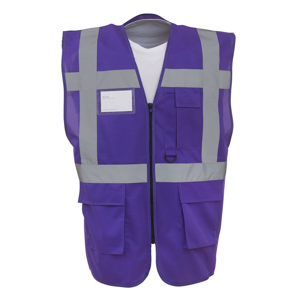 (3Xl, Purple) Yoko Unisex Adult Executive Hi-Vis Waistcoat 5063527725264