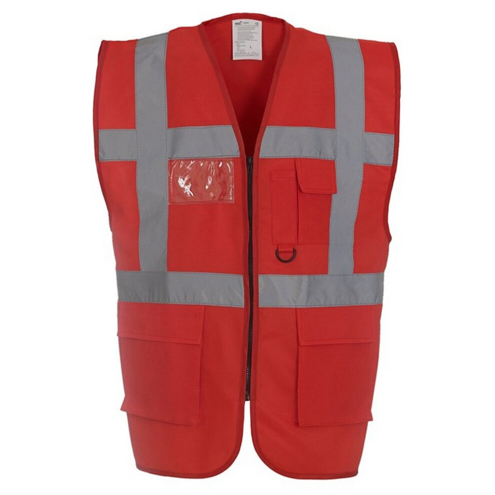 (Xxl, Red) Yoko Unisex Adult Executive Hi-Vis Waistcoat 5063470395248