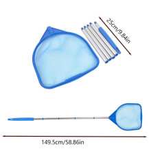 (Azul) Skimmer de hojas para piscina, pala de limpieza de agua, red portátil para skimmer de estanque