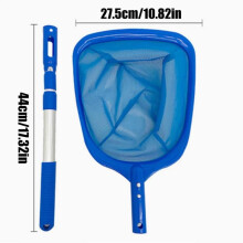 (Azul) Red de malla fina para skimmer de piscina, colador de hojas, herramienta de limpieza para estanques,
