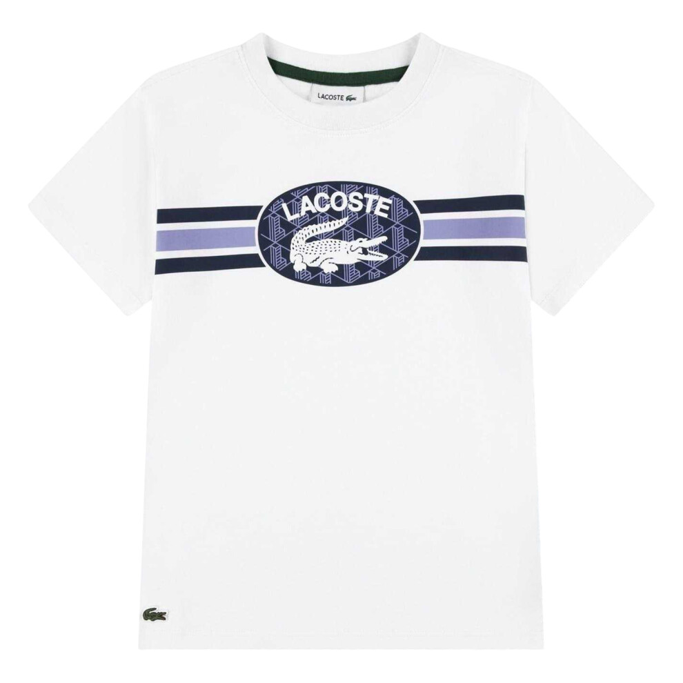 Lacoste (14 Years, ) Childrens/Kids Striped Regular T-Shirt White