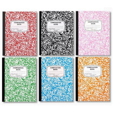 Composition Notebooks, Wide Ruled Paper,190x247mm, Assorted Marble Covers, 6 Per Pack, Different Colors