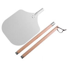 Aluminum Pizza Spatula with 2 Detachable Wooden Handles Extra Long Non-Stick Baking Paddle Transferring & Turning Pizza