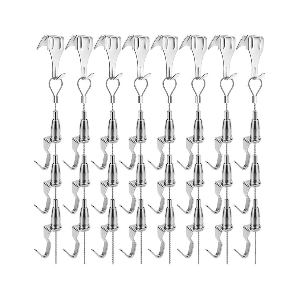 8Pcs Adjustable Suspension Wire Rope Set Includes A Sturdy Display Track Rope And 3 Hooks For Exhibition Frames Display 6033968182789