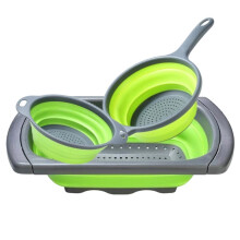 Égouttoir Pliable en Silicone pour la Cuisine, Passoire Portable pour Fruits et Légumes