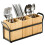 Bamboo Kitchen Utensil Holder for Countertop, 3-Compartment Organizer for Cooking Tools, Silverware, and Spatulas 1