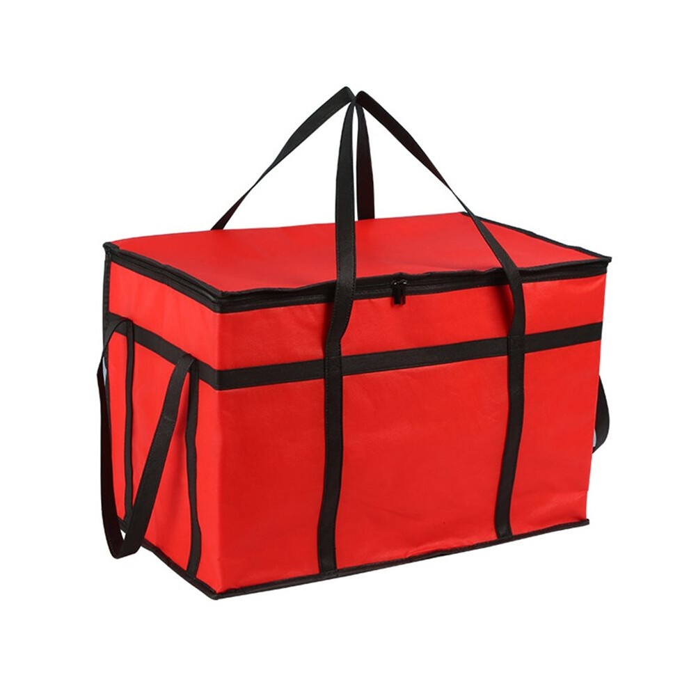 Saudism Insulated Food Delivery Bag With Hard Bottom, Dual Access Grocery/Catering Bag Red