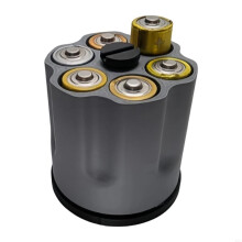 6Slot Innovative Rotating Battery Storage Box for D Size Batteries Case with AntiSlip Base Compact Space Grey