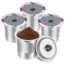 Reusable K-Cups, Universal Stainless Steel Coffee Pods for 2.0 & 1.0, Refillable Single-Serve Filters 4pcs